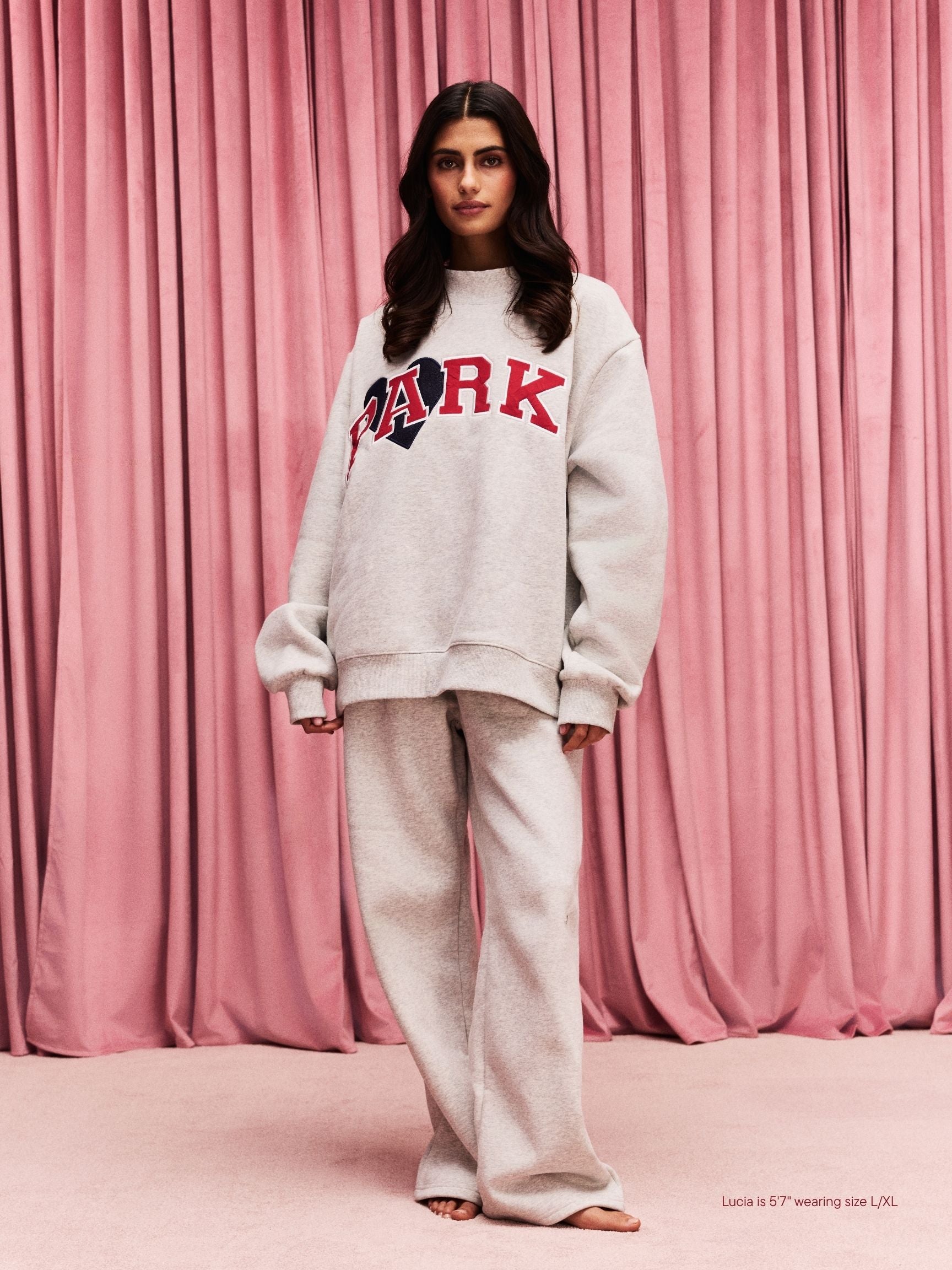 Jean Heart Varsity Mockneck - Classic Grey