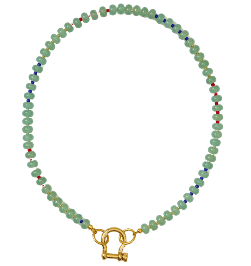 spciy dan necklace flat lay -clover