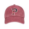 Holiday P Hat -washed maroon + plaid p