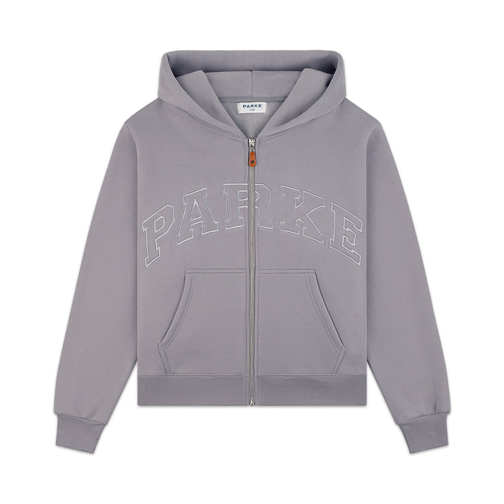 Monochrome Varsity Zip Up Hoodie -stone