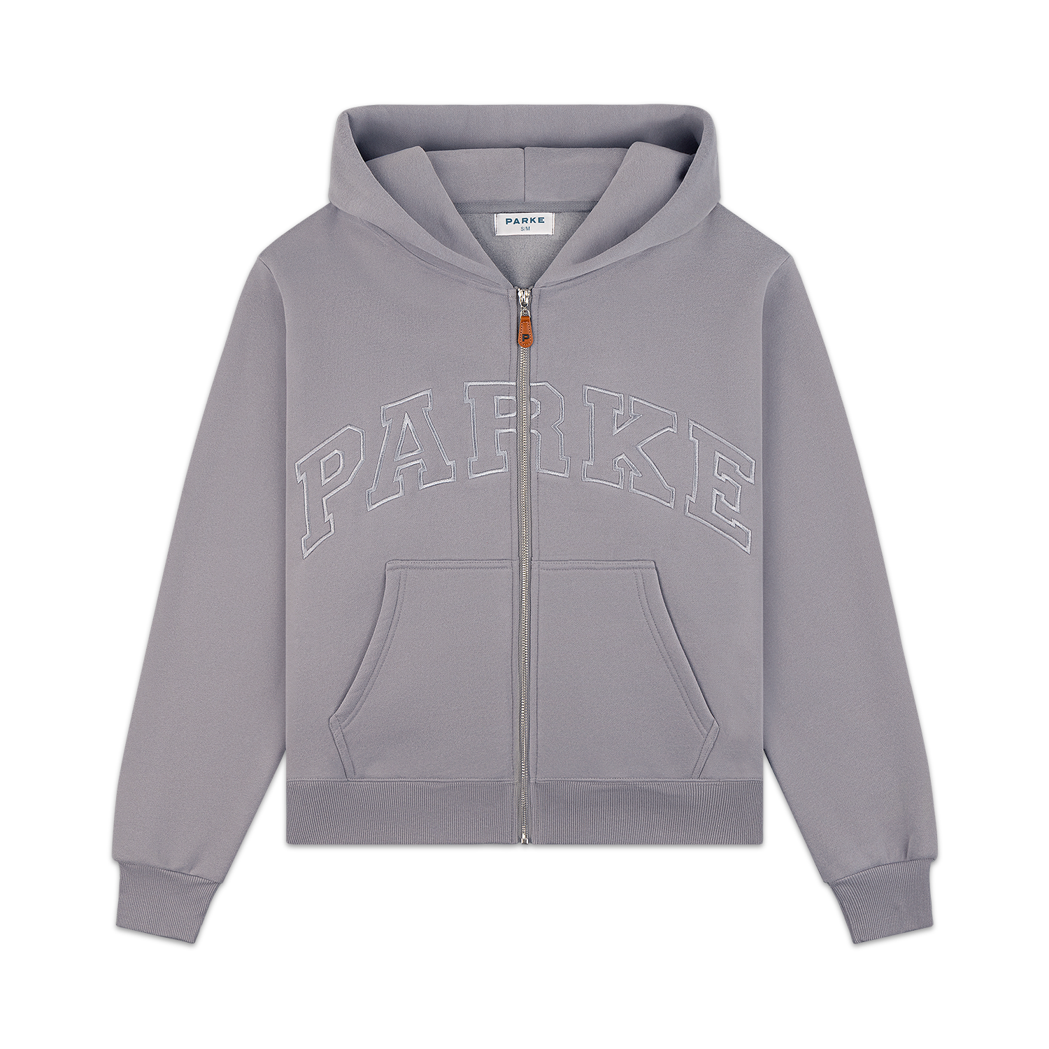 Monochrome Varsity Zip Up Hoodie -stone