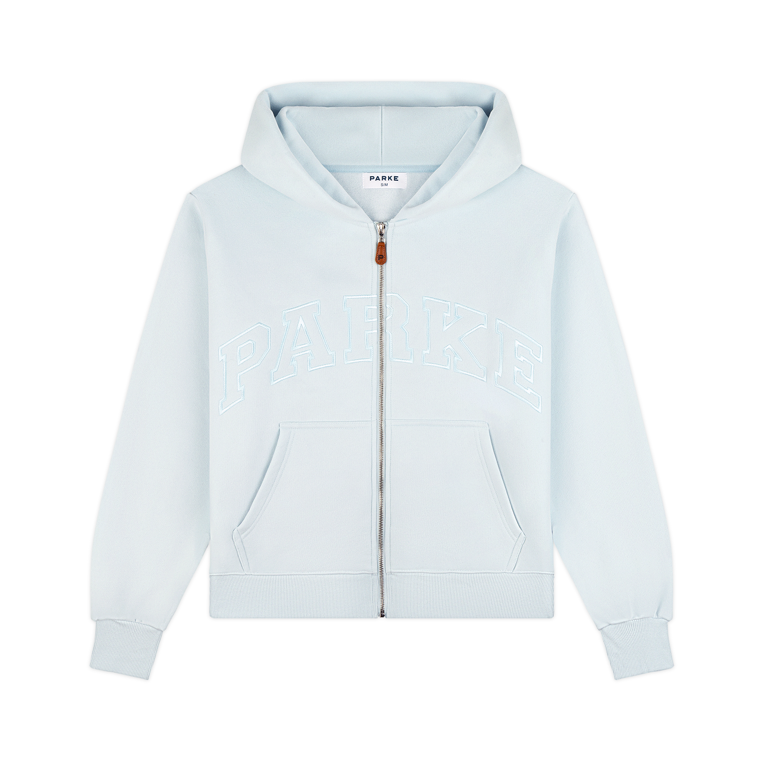 Monochrome Varsity Zip Up Hoodie -arctic