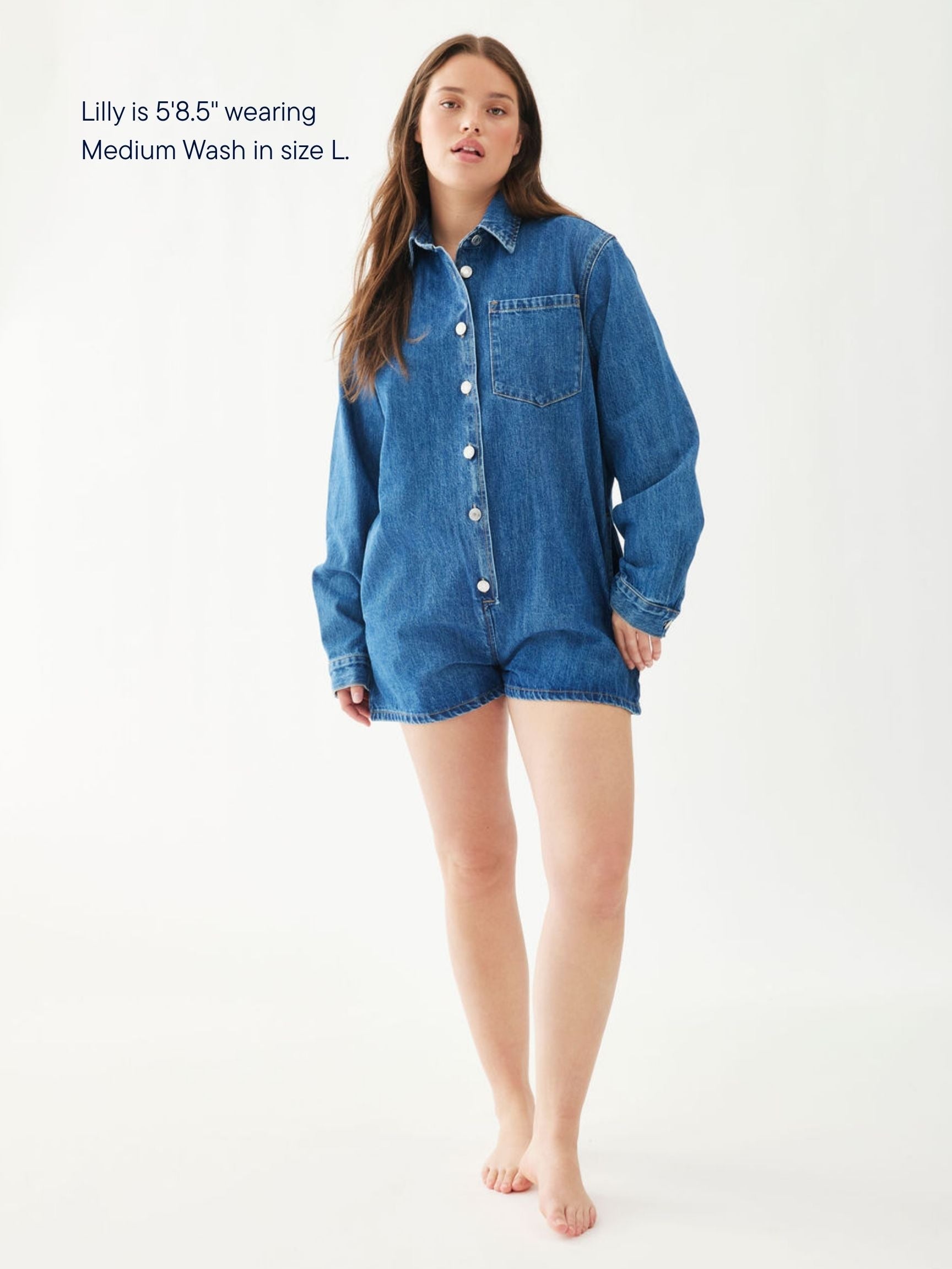Long Sleeve Denim Romper