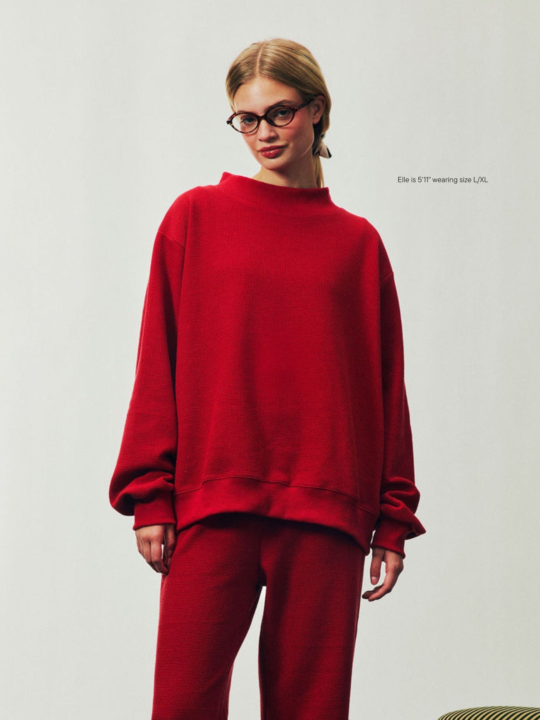 Holiday Waffle Mockneck Pullover