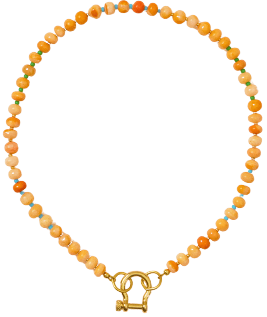 spciy dan necklace flat lay -orange