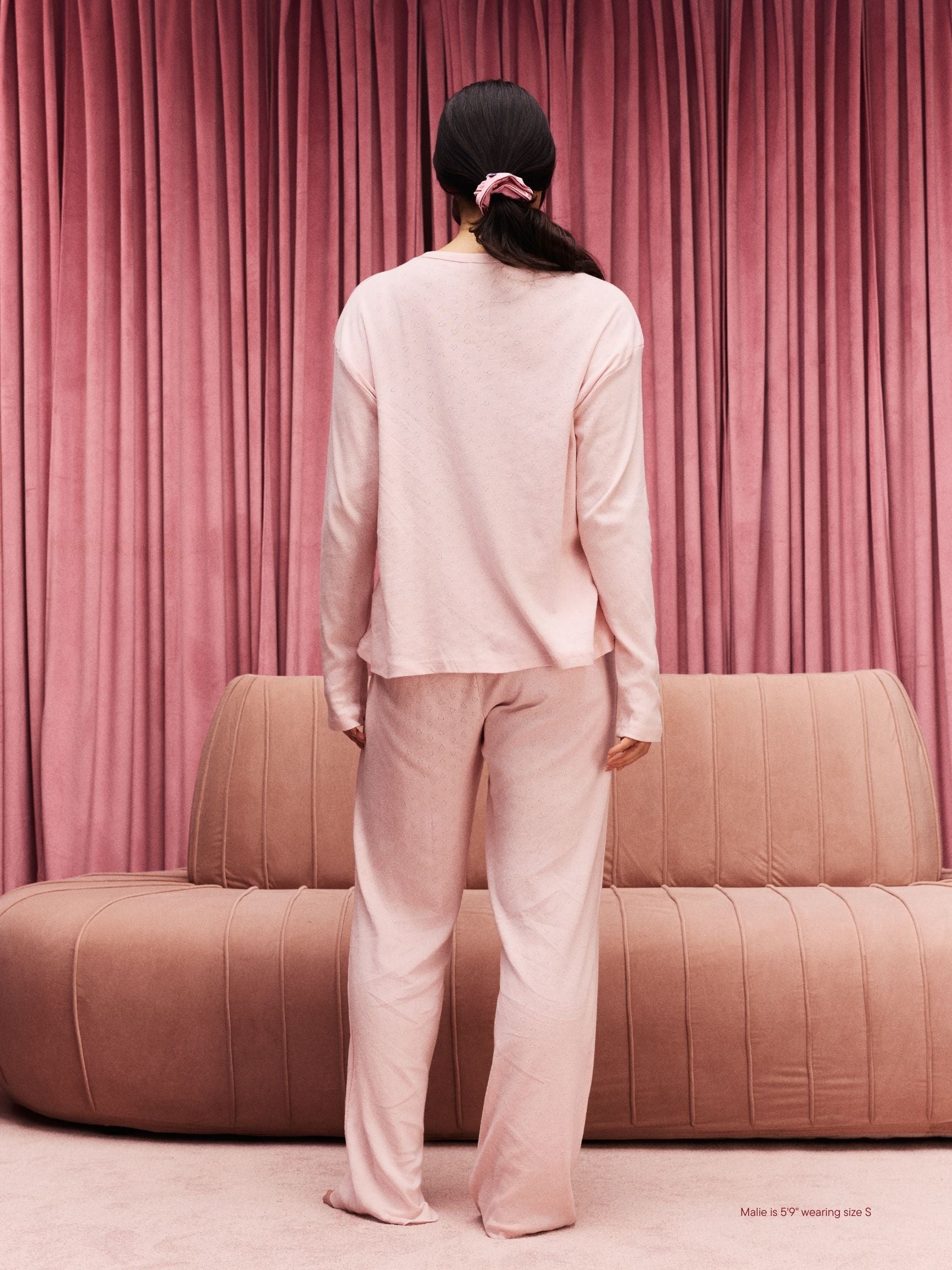 Heart Pointelle Boxer Pants - Peony