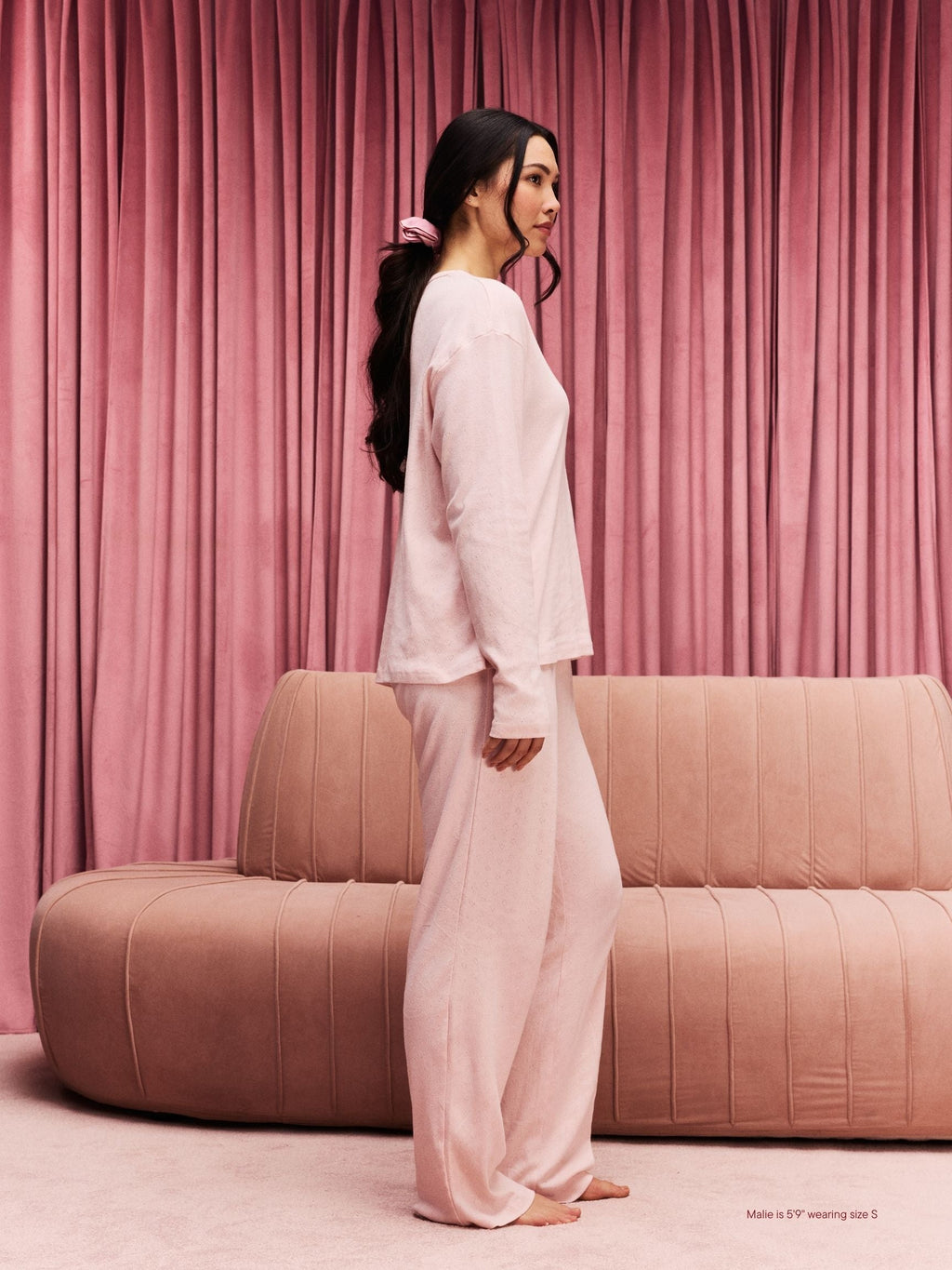 Heart Pointelle Long Sleeve - Peony