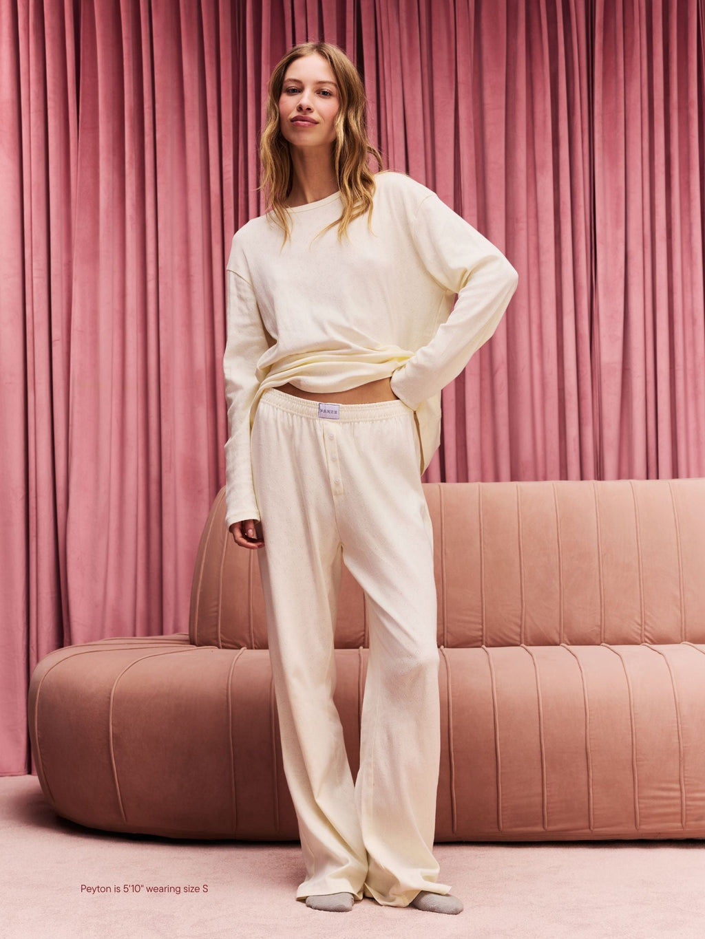 Heart Pointelle Boxer Pants - Cream