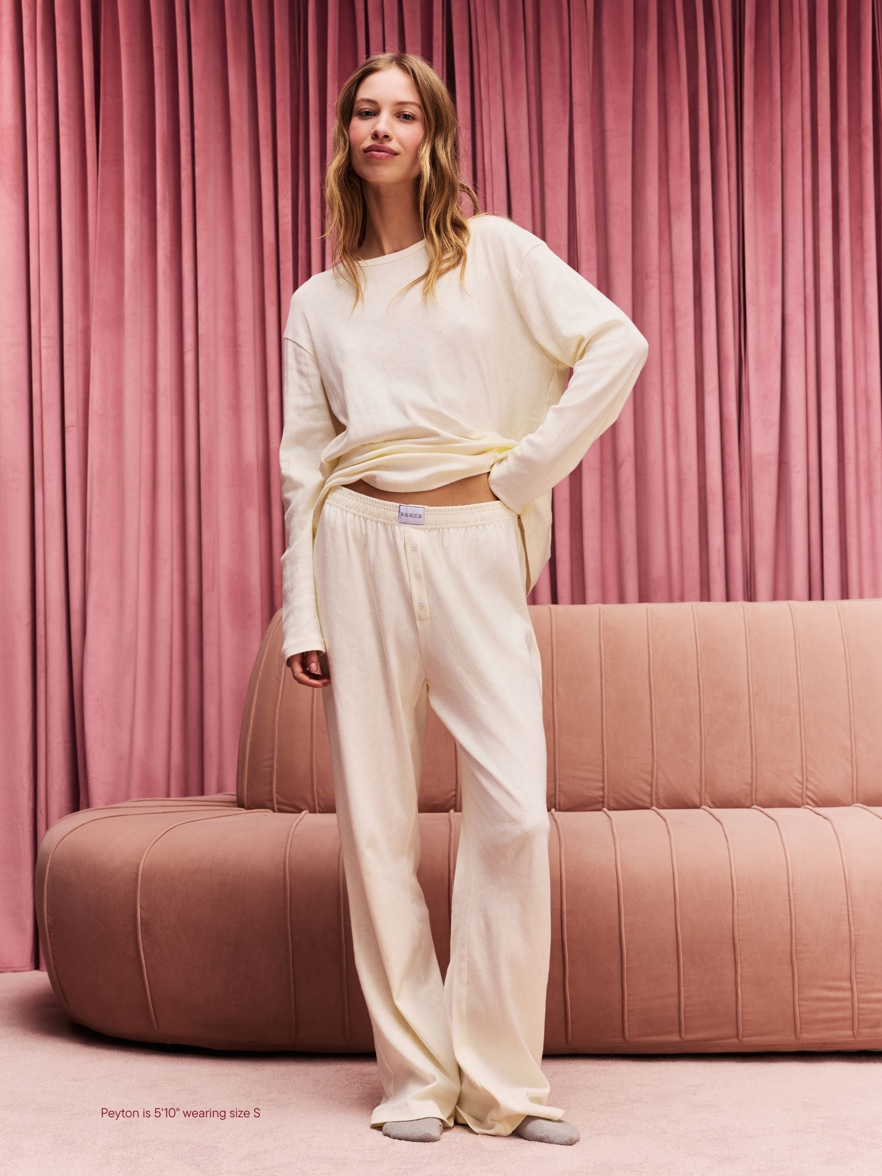 Heart Pointelle Boxer Pants - Cream