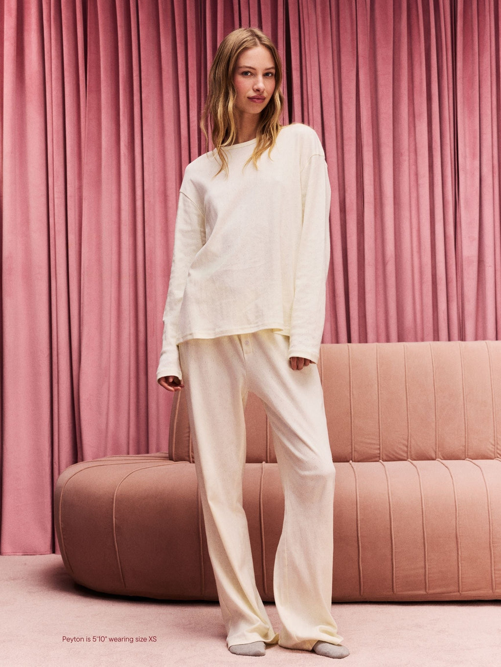 Heart Pointelle Long Sleeve - Cream