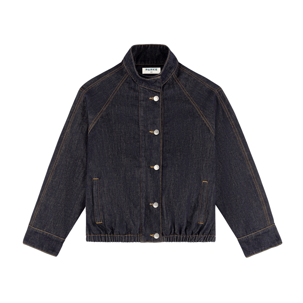 Lined Denim Bomber Jacket -dark wash