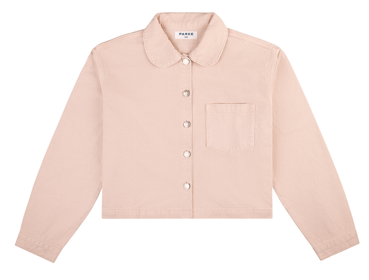 parke x scl round collar denim cropped long sleeve -petal