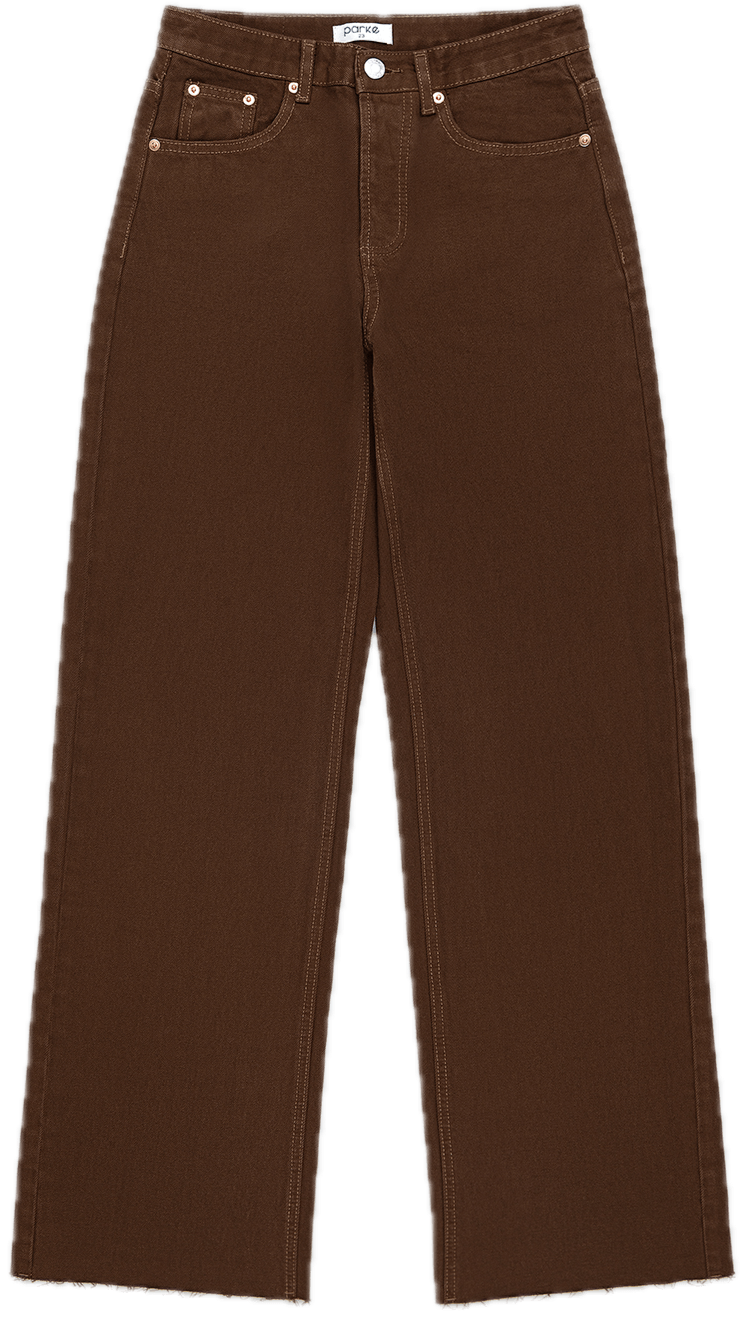 flat lay low rise baggy jean - chocolate