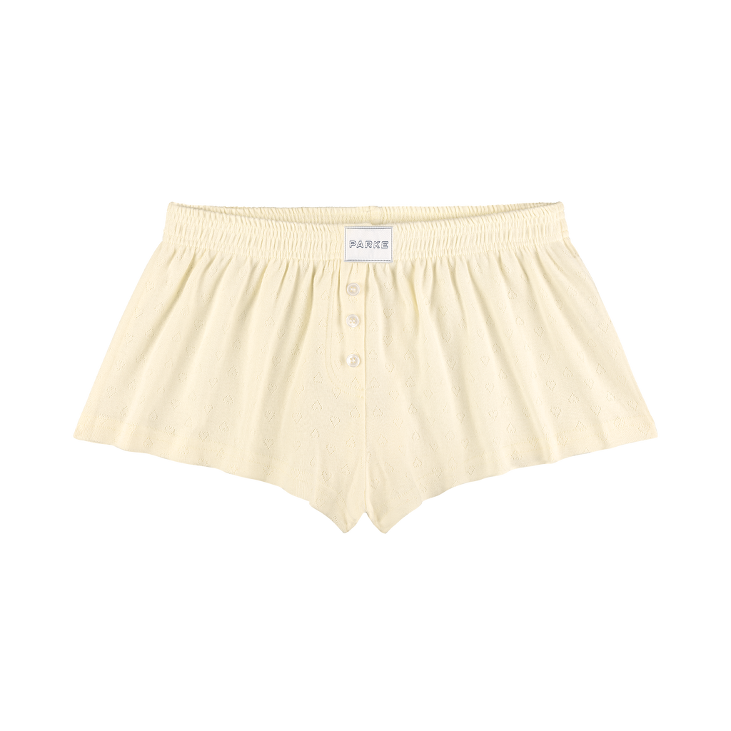 Heart Pointelle Boxer Shorts -cream