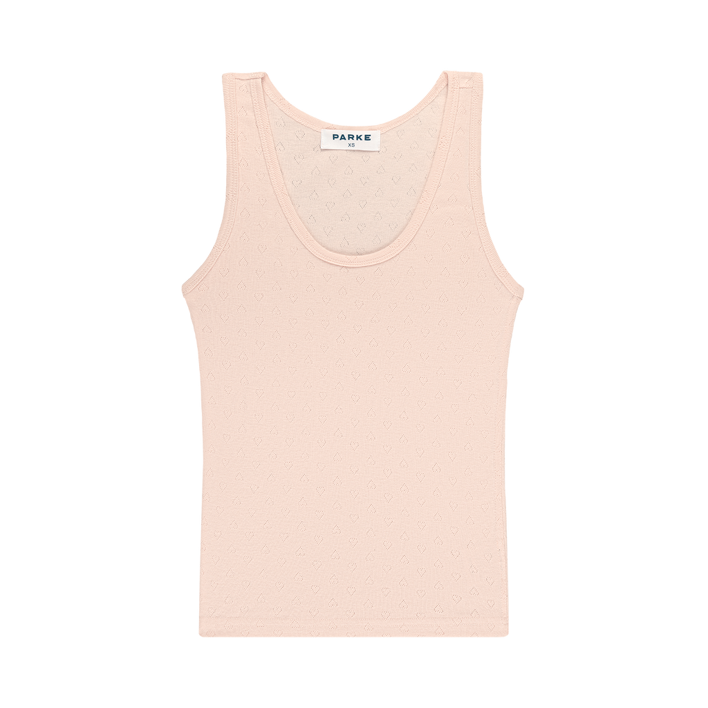 Heart Pointelle Tank -peony