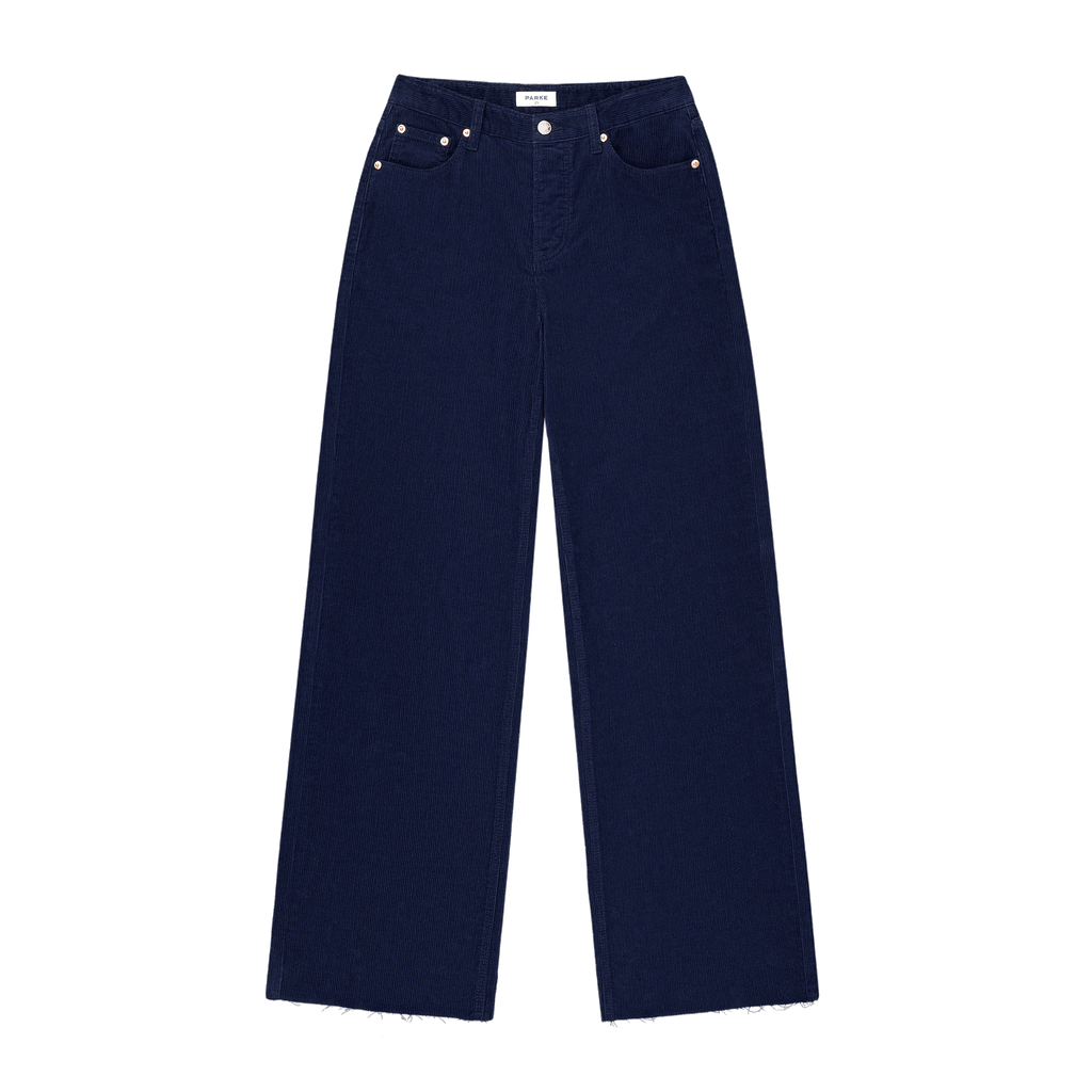 Low Rise Baggy Pants -navy corduroy