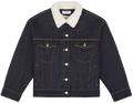 Oversized Sherpa Lined Denim Jacket -dark wash