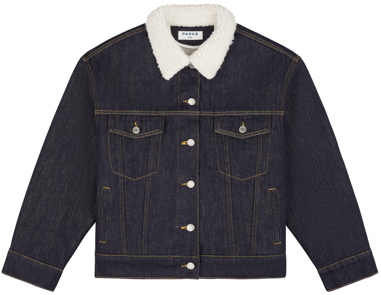 Oversized Sherpa Lined Denim Jacket -dark wash