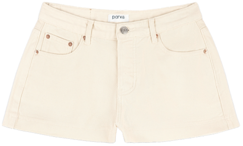 cream denim mini short flat lay -cream