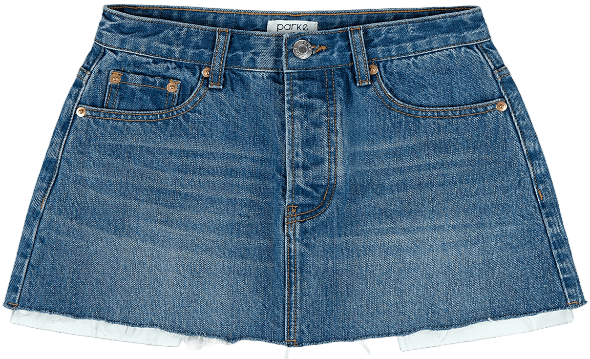 denim min skirt flat lay -medium wash