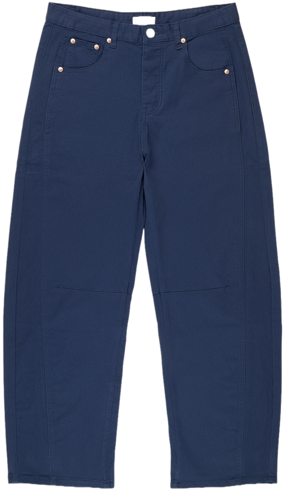 navy cotton twill horseshoe pant flat lay - navy