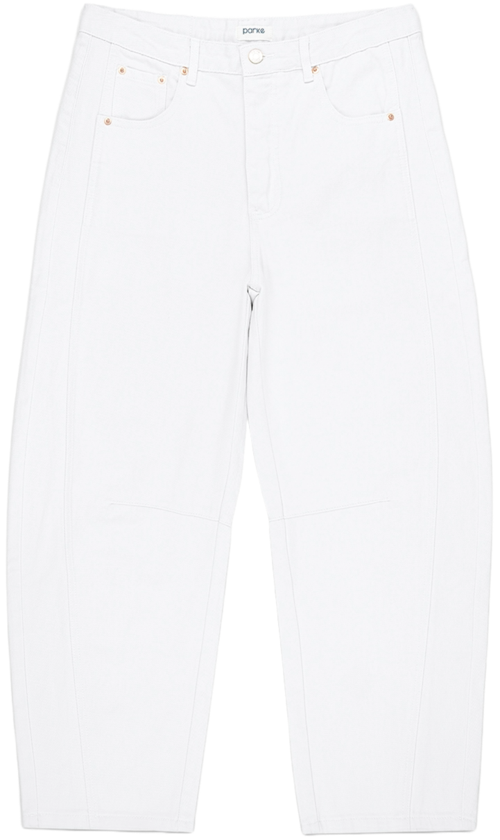white horseshoe jean flat lay - white