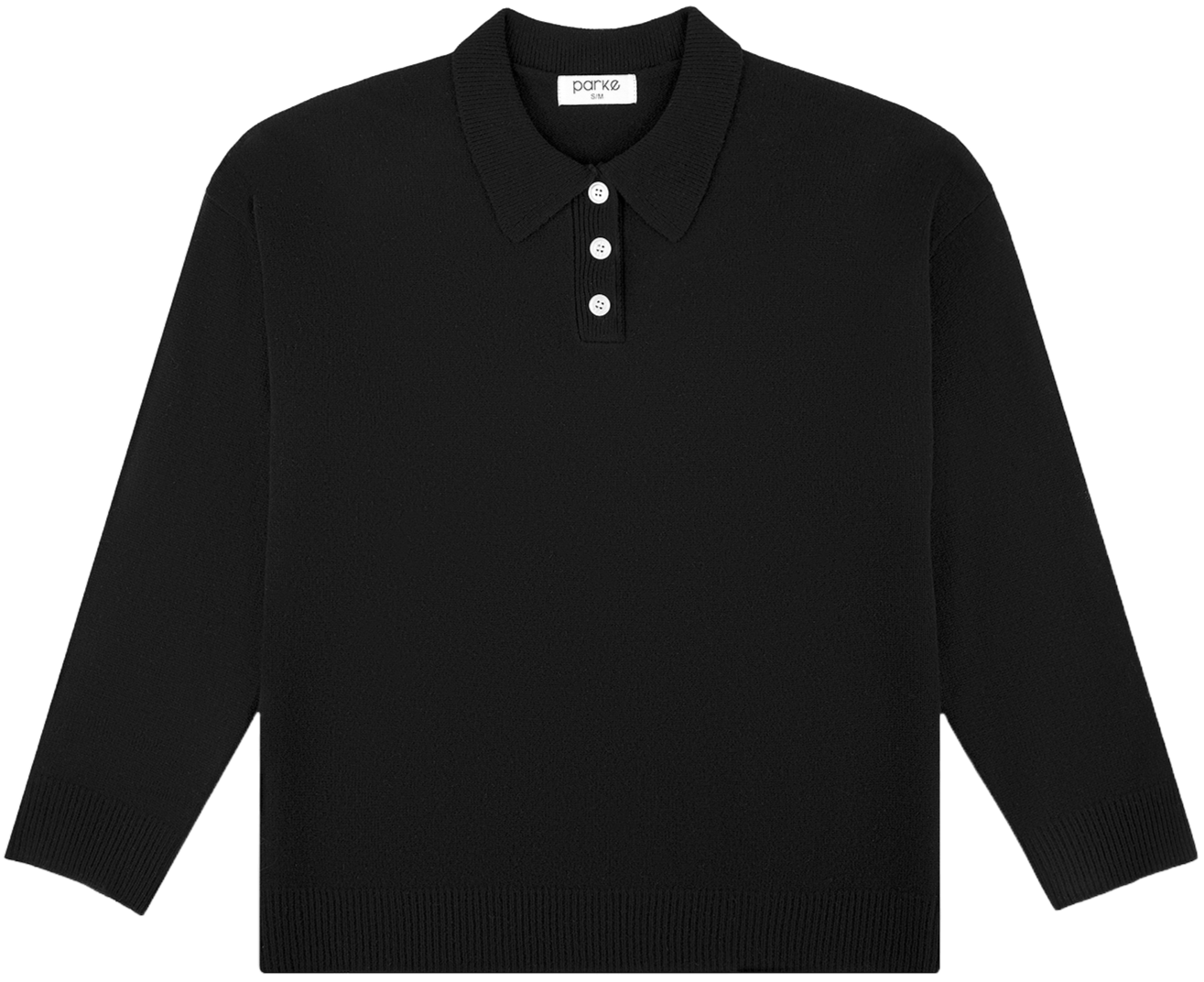 black polo sweater flat lay - black