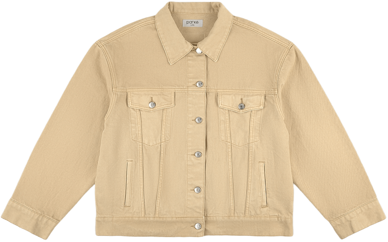 camel oversized jean jacket flat lay -camel