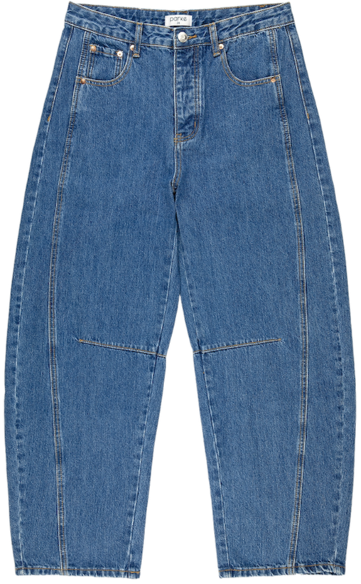 med wash horseshoe jean flat lay -medium wash