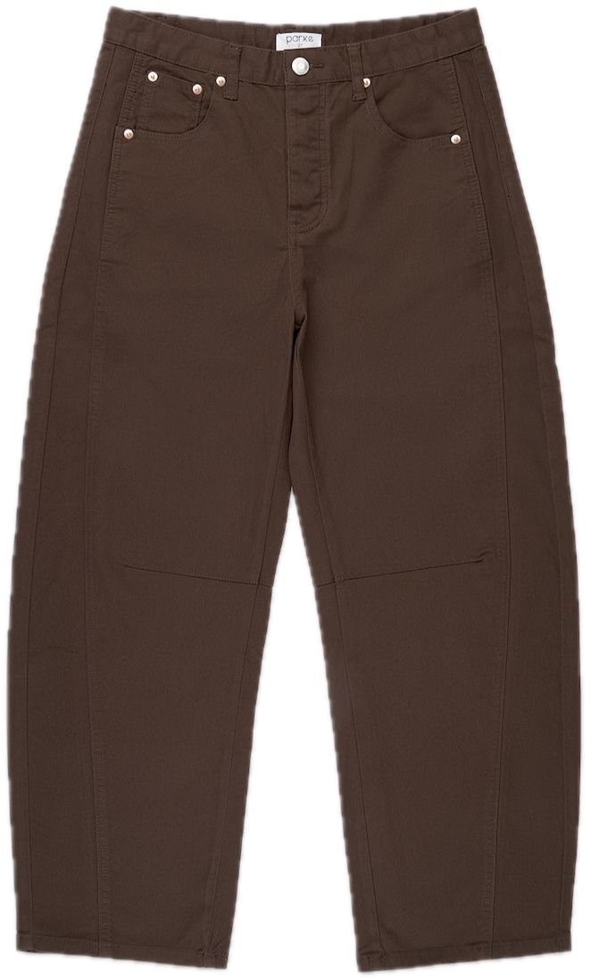 chocolate brown cotton twill horseshoe pant flat lay - chocolate brown