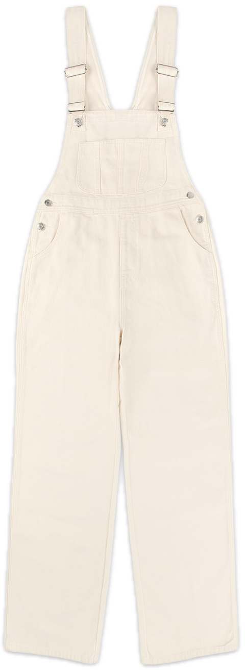 cream denim overalls flat lay - cream