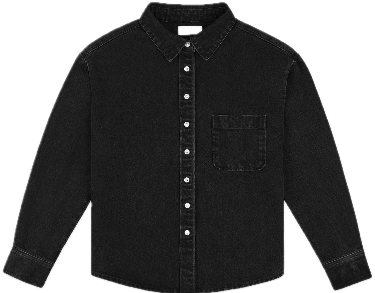 flat lay long sleeve button down - black