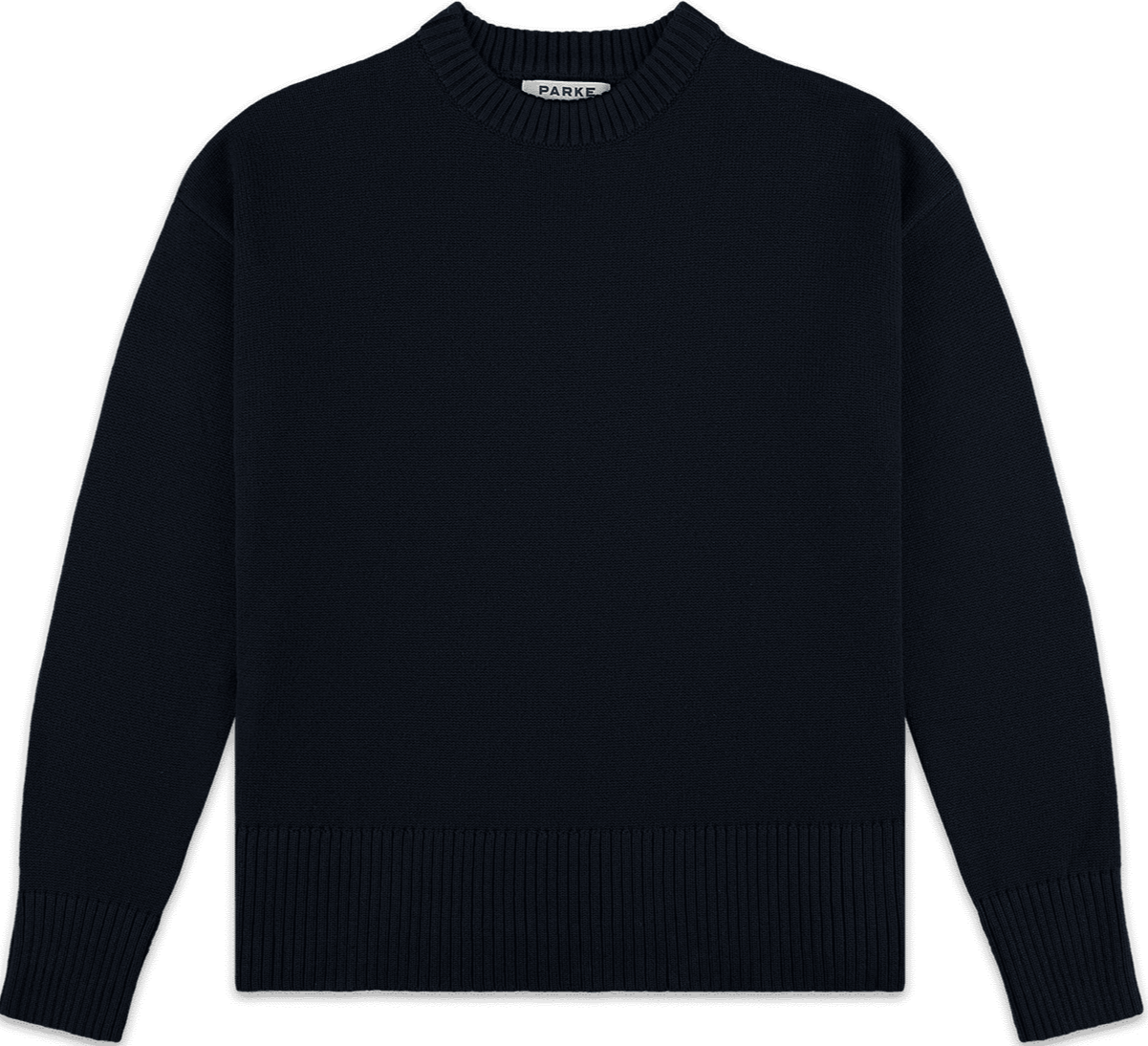 cotton crew sweater -navy