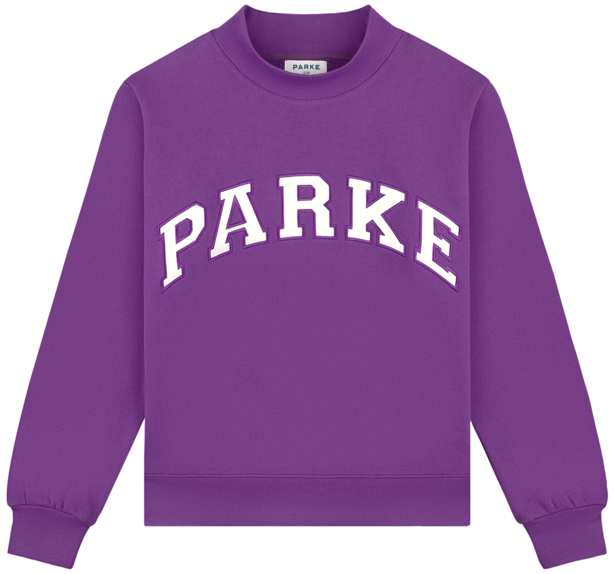 back to school varsity mockneck -amethyst + white