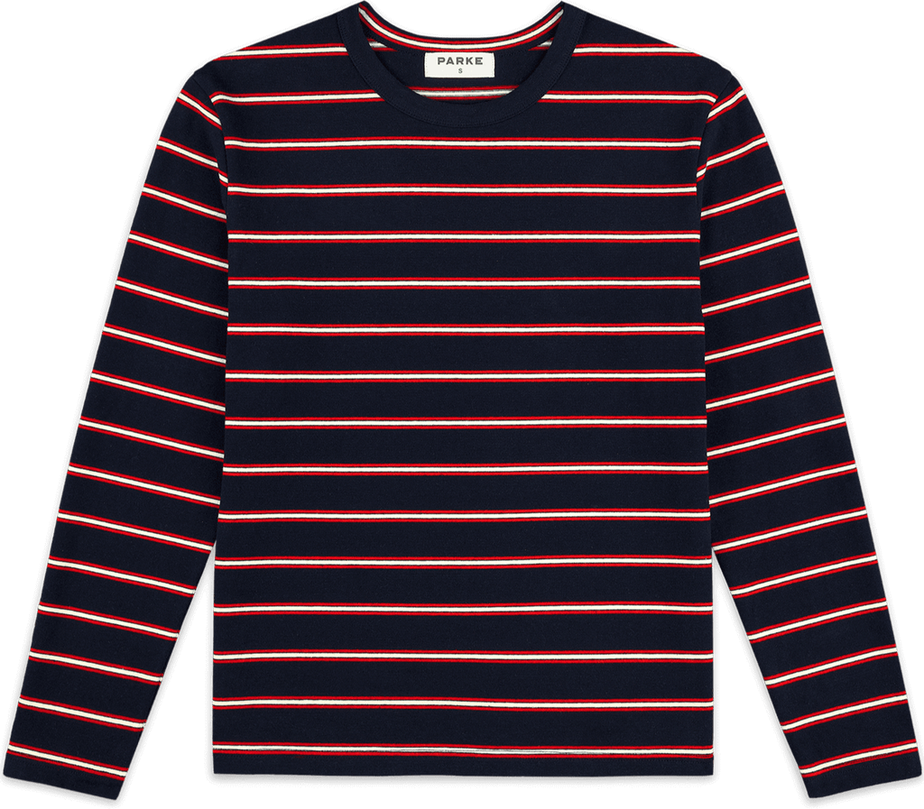long sleeve striped tee -navy stripe