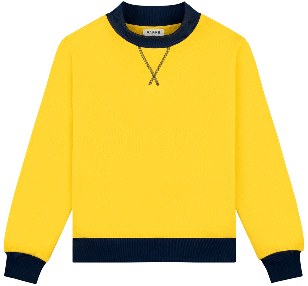two tone classic mockneck -maize + denim