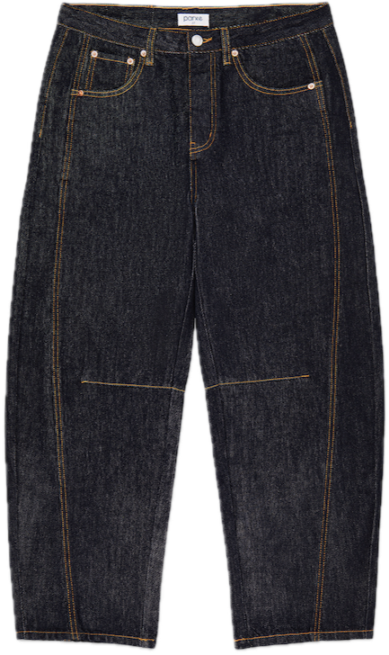 dark wash horseshoe jean flat lay -dark wash