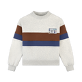 Vintage Striped Mockneck With Nostalgia Patch -classic grey