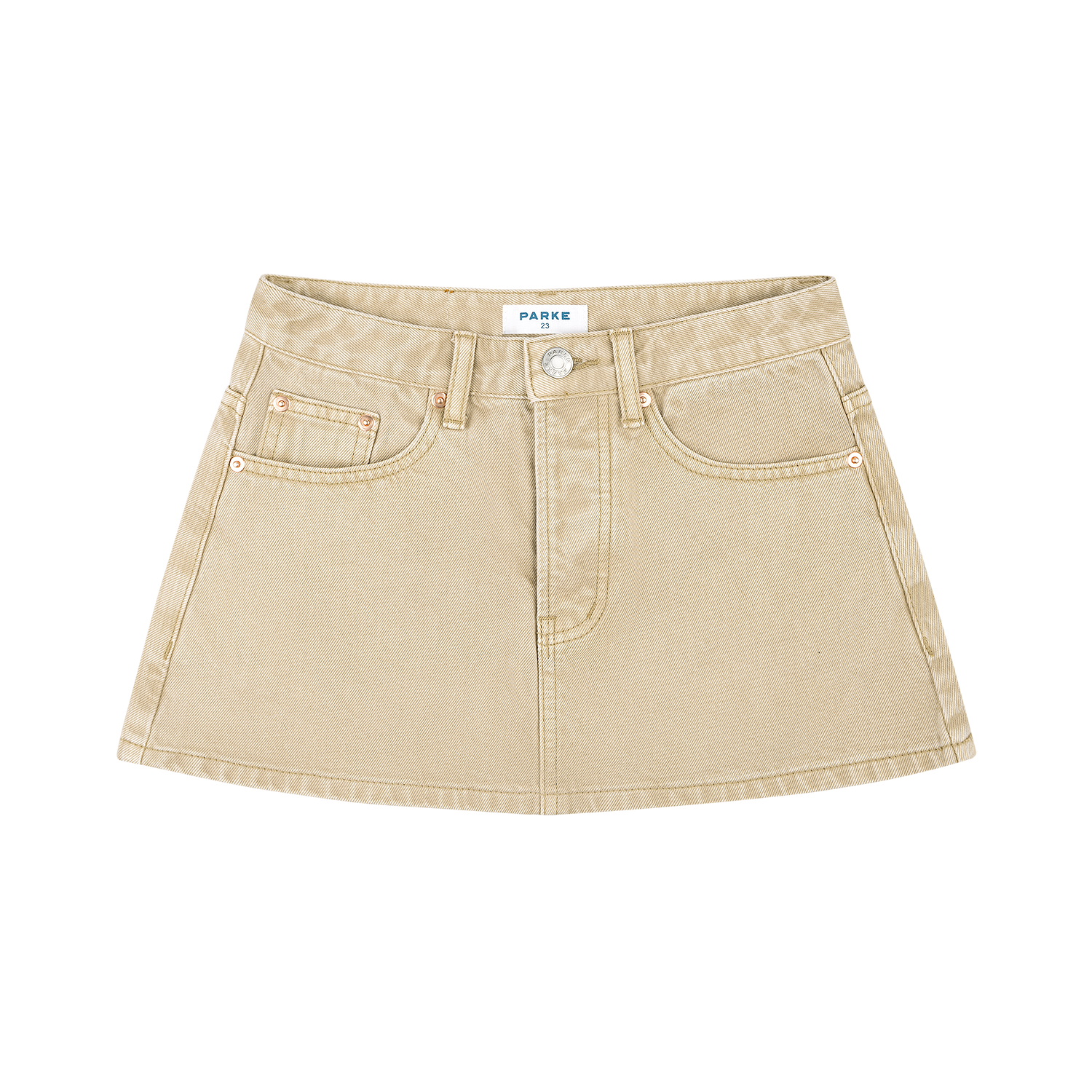 denim mini skirt -camel